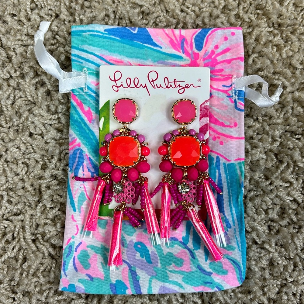 NWT Lilly Pulitzer kitschy coral waterside earrings - Picture 5 of 5